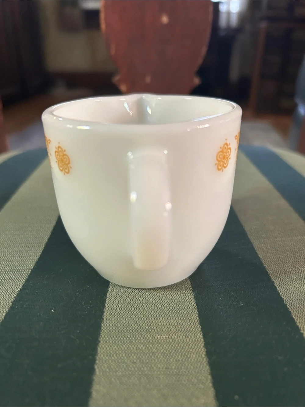 Pyrex White Creamer with Yellow Floral Motif